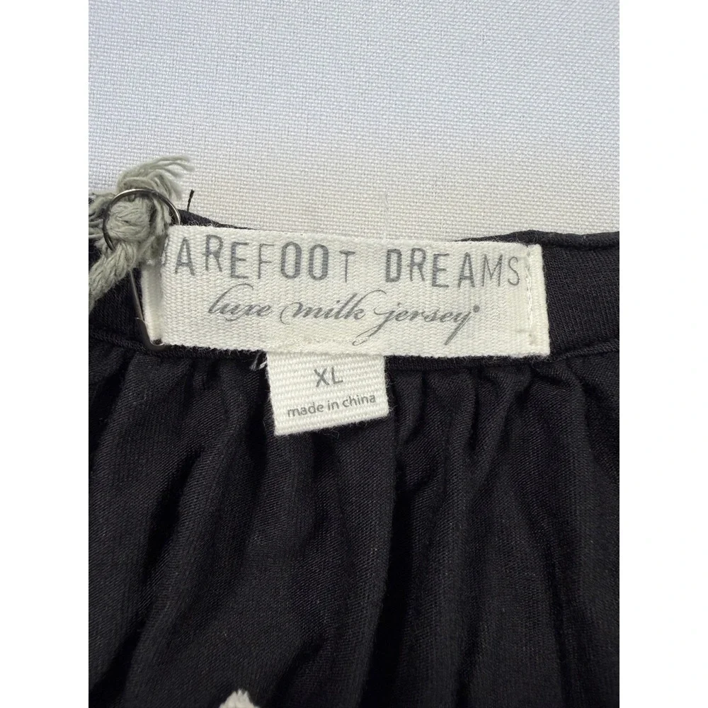 Barefoot Dreams Luxe Milk Jersey V-Neck‎ Long Sleeve Top Black XL blause